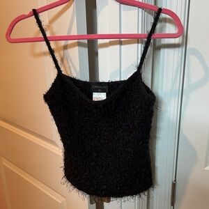 CHANEL Black Spaghetti Strap Textured Elegant Tank Style Top